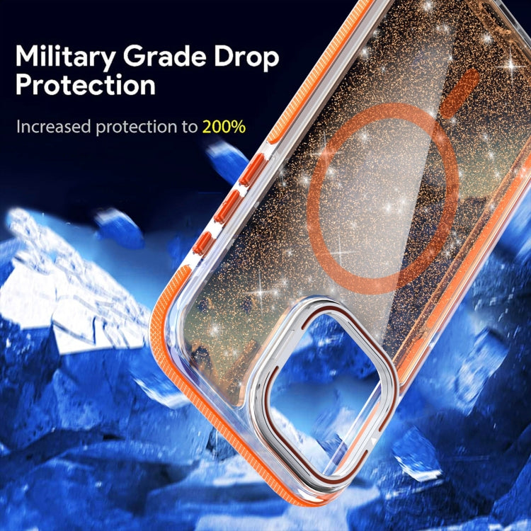 Two-color Glitter Powder Lens Holder Magsafe Phone Case, For iPhone 11 Pro Max, For iPhone 11
