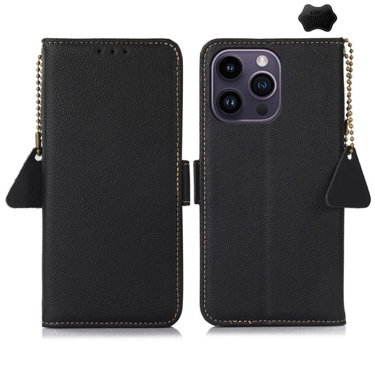 Side-Magnetic TJ Genuine Leather RFID Phone Case, For iPhone 16 Pro Max, For iPhone 16 Pro, For iPhone 16 Plus, For iPhone 16, For iPhone SE 2024