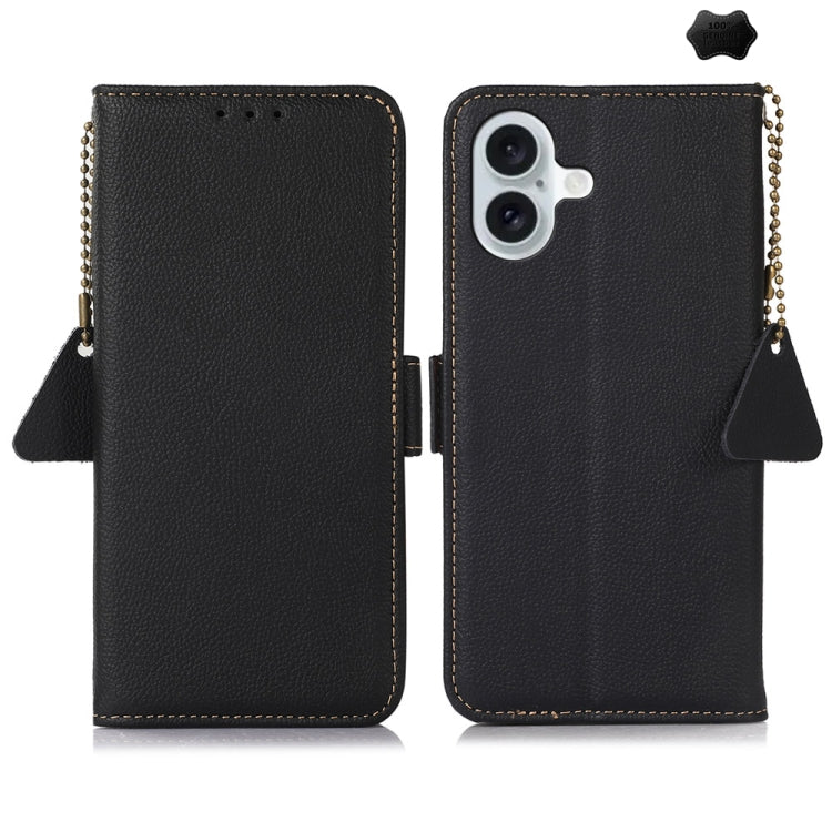 Side-Magnetic TJ Genuine Leather RFID Phone Case, For iPhone 16 Pro Max, For iPhone 16 Pro, For iPhone 16 Plus, For iPhone 16, For iPhone SE 2024