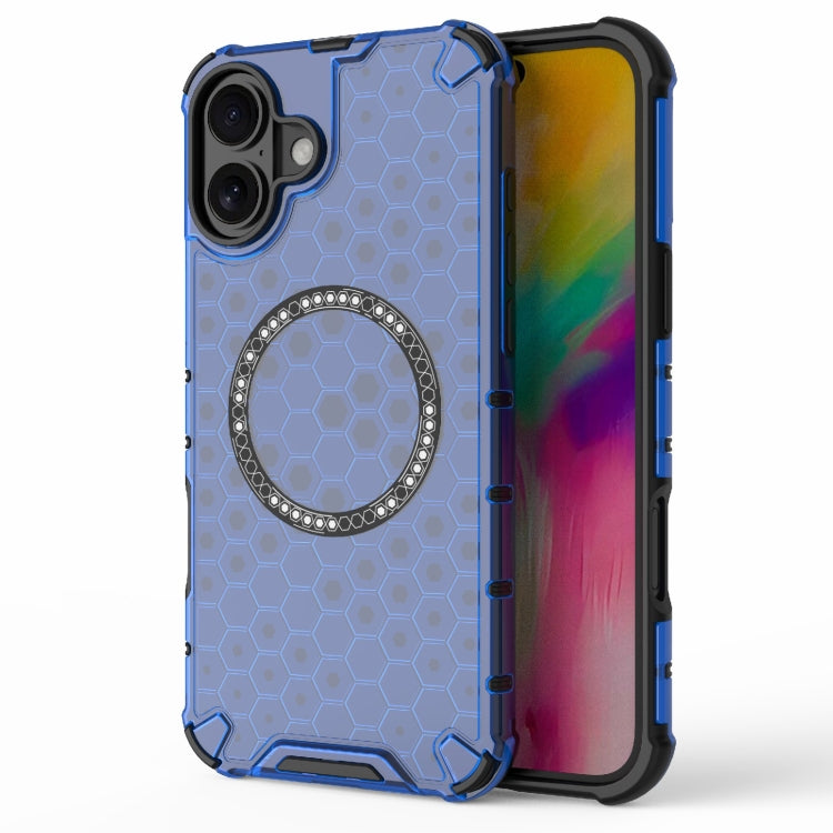 Honeycomb Magnetic Ring Shockproof Phone Case, For iPhone 16e, For iPhone 16 Pro Max, For iPhone 16 Pro, For iPhone 16 Plus