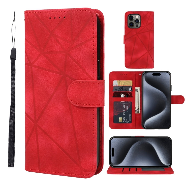 Skin Feel Geometric Lines Leather Phone Case, For iPhone 15 Pro Max, For iPhone 15 Pro, For iPhone 15 Plus, For iPhone 15