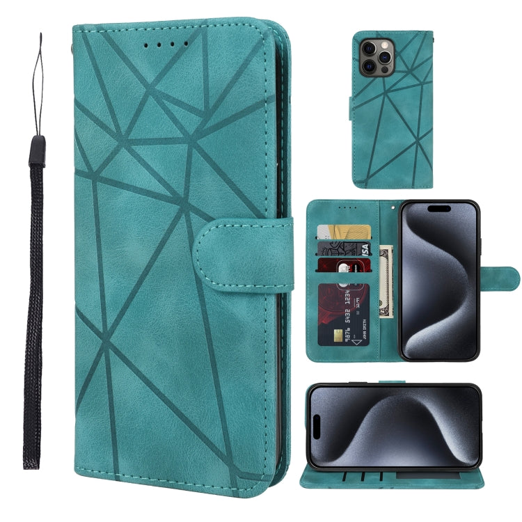 Skin Feel Geometric Lines Leather Phone Case, For iPhone 16 Pro Max, For iPhone 16 Pro, For iPhone 16 Plus, For iPhone 16, For iPhone 15 Pro Max