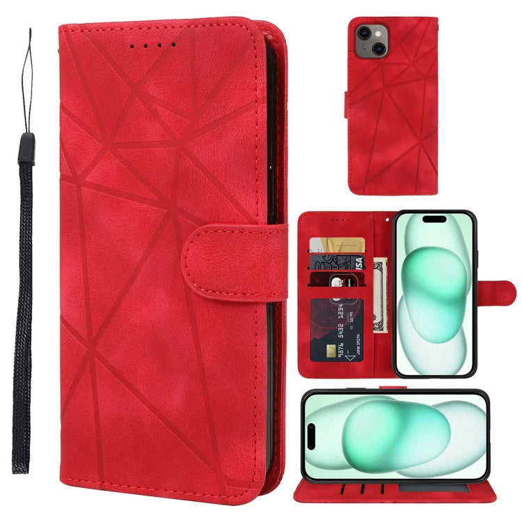 Skin Feel Geometric Lines Leather Phone Case, For iPhone 15 Pro Max, For iPhone 15 Pro, For iPhone 15 Plus, For iPhone 15