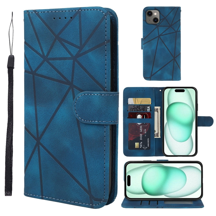 Skin Feel Geometric Lines Leather Phone Case, For iPhone 15 Pro Max, For iPhone 15 Pro, For iPhone 15 Plus, For iPhone 15