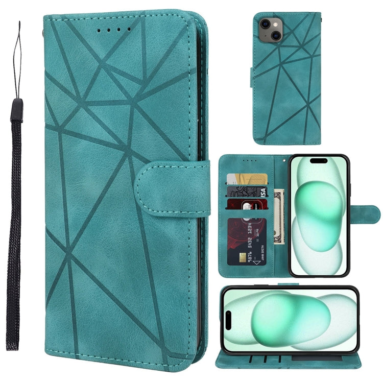 Skin Feel Geometric Lines Leather Phone Case, For iPhone 15 Pro Max, For iPhone 15 Pro, For iPhone 15 Plus, For iPhone 15