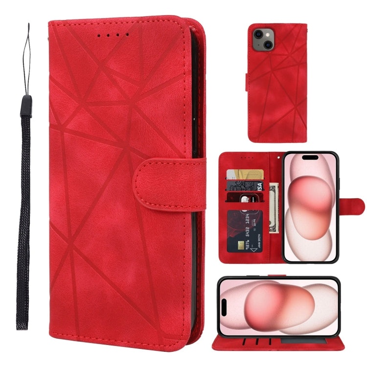 Skin Feel Geometric Lines Leather Phone Case, For iPhone 15 Pro Max, For iPhone 15 Pro, For iPhone 15 Plus, For iPhone 15