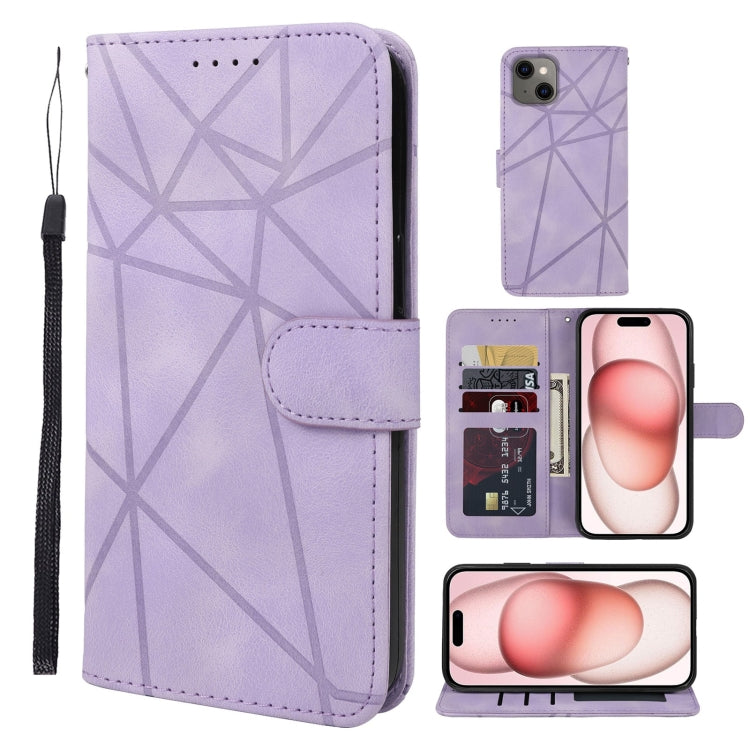 Skin Feel Geometric Lines Leather Phone Case, For iPhone 15 Pro, For iPhone 15 Plus, For iPhone 15, For iPhone 14 Plus, For iPhone 14