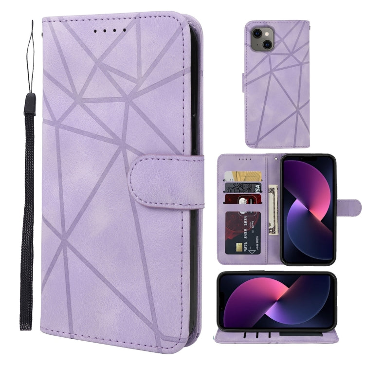 Skin Feel Geometric Lines Leather Phone Case, For iPhone 15 Pro, For iPhone 15 Plus, For iPhone 15, For iPhone 14 Plus, For iPhone 14