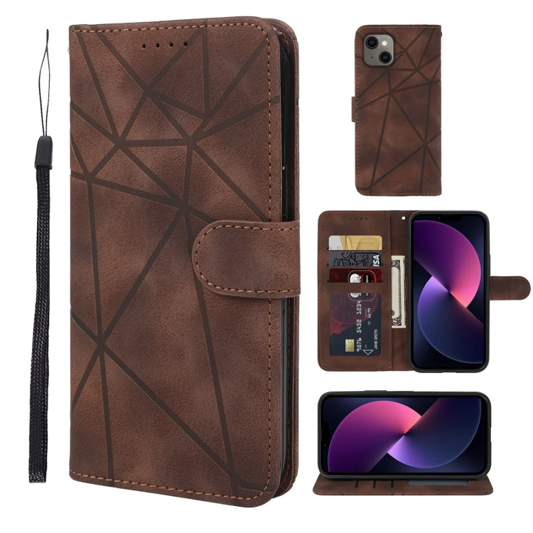 Skin Feel Geometric Lines Leather Phone Case, For iPhone 15 Pro, For iPhone 15 Plus, For iPhone 15, For iPhone 14 Plus, For iPhone 14