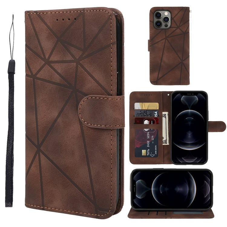 Skin Feel Geometric Lines Leather Phone Case, For iPhone 13 mini, For iPhone 12 / 12 Pro, For iPhone 12 Pro Max, For iPhone 12 mini