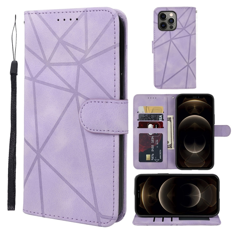 Skin Feel Geometric Lines Leather Phone Case, For iPhone 13 mini, For iPhone 12 / 12 Pro, For iPhone 12 Pro Max, For iPhone 12 mini