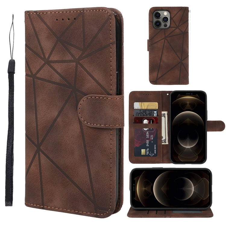 Skin Feel Geometric Lines Leather Phone Case, For iPhone 13 mini, For iPhone 12 / 12 Pro, For iPhone 12 Pro Max, For iPhone 12 mini