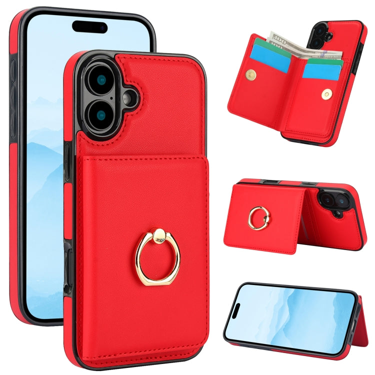 RFID Anti-theft Card Ring Holder Phone Case, For iPhone 16 Pro Max, For iPhone 16 Pro, For iPhone 16 Plus, For iPhone 16