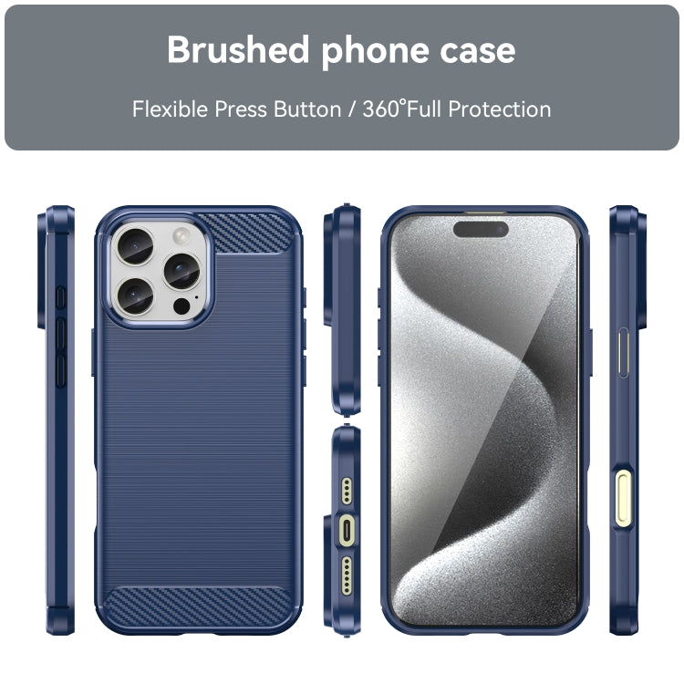 Brushed Texture Carbon Fiber TPU Phone Case, For iPhone 16 Pro Max, For iPhone 16 Pro, For iPhone 16 Plus, For iPhone 16, For iPhone SE 2024