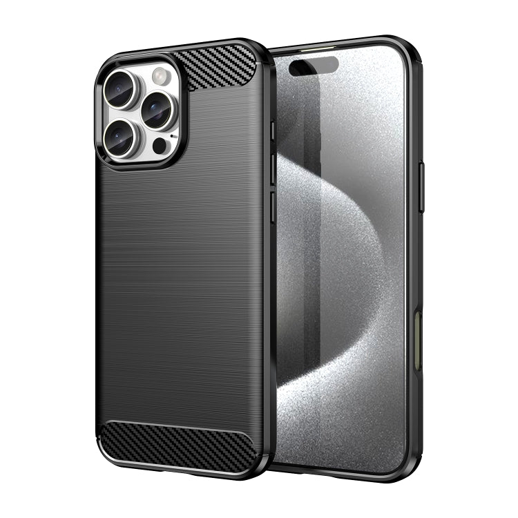 Brushed Texture Carbon Fiber TPU Phone Case, For iPhone 16 Pro Max, For iPhone 16 Pro, For iPhone 16 Plus, For iPhone 16, For iPhone SE 2024