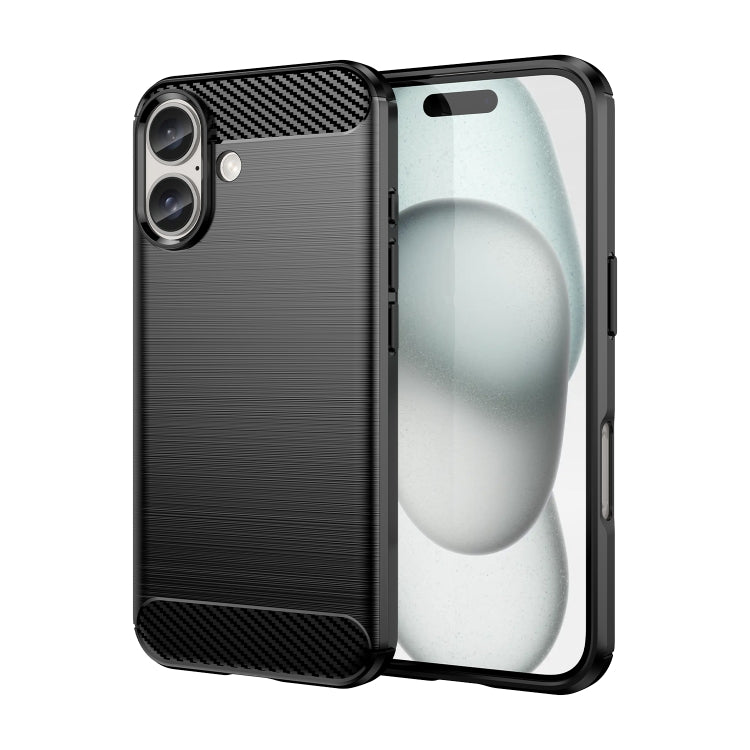 Brushed Texture Carbon Fiber TPU Phone Case, For iPhone 16 Pro Max, For iPhone 16 Pro, For iPhone 16 Plus, For iPhone 16, For iPhone SE 2024