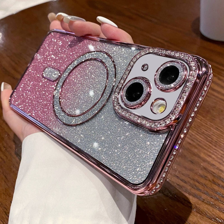 Diamond Gradient Glitter Plated MagSafe Phone Case, For iPhone 15 Pro Max, For iPhone 15 Pro, For iPhone 15 Plus, For iPhone 15