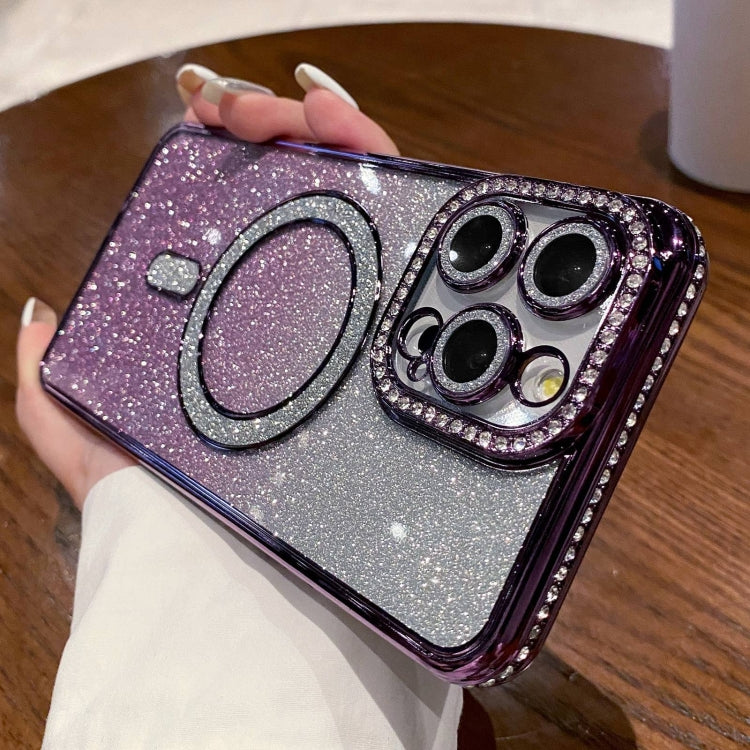 Diamond Gradient Glitter Plated MagSafe Phone Case, For iPhone 16 Pro Max, For iPhone 16 Pro, For iPhone 16 Plus, For iPhone 16, For iPhone 15 Pro Max