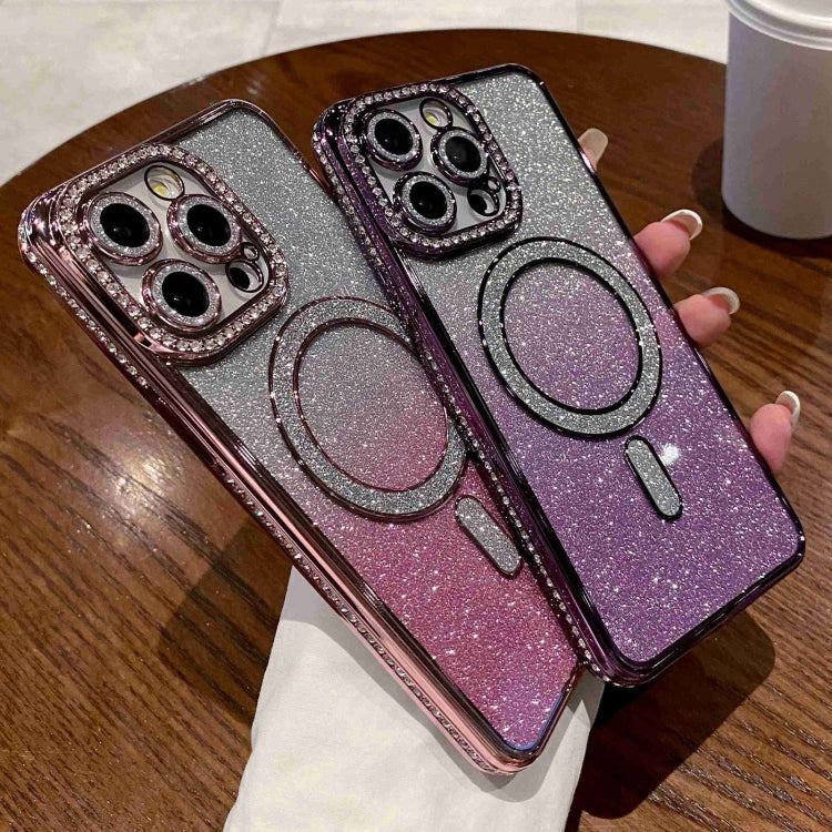Diamond Gradient Glitter Plated MagSafe Phone Case, For iPhone 15 Pro Max, For iPhone 15 Pro, For iPhone 15 Plus, For iPhone 15
