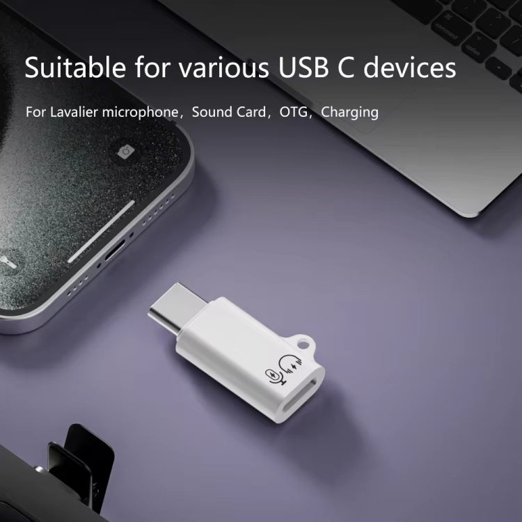 8 Pin Female to Type-C Male Adapter Audio Sound Card Connector, No Hanging Ear, With Hanging Ear