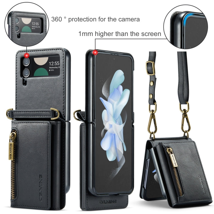 DG.MING M5 Series Zip RFID Multi Card Detachable Leather Phone Case with Long Lanyard