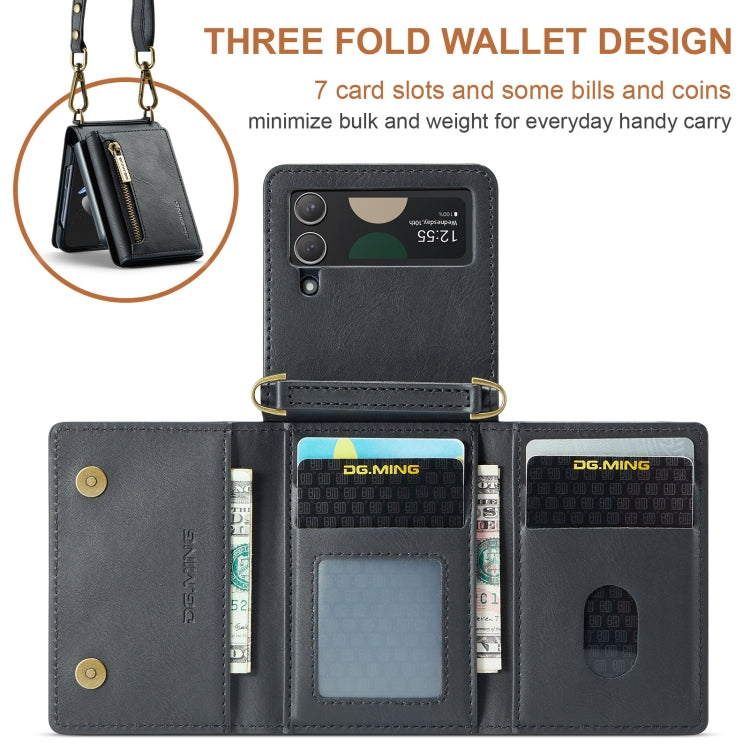 DG.MING M5 Series Zip RFID Multi Card Detachable Leather Phone Case with Long Lanyard