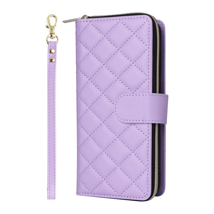 Crossbody Rhombic Zipper Tower Buckle Leather Phone Case with Lanyard, For Samsung Galaxy S25 5G, For Samsung Galaxy S25+ 5G, For Samsung Galaxy S25 Ultra 5G, For Samsung Galaxy S24 FE 5G, For Samsung Galaxy S24 Ultra 5G, For Samsung Galaxy S24+ 5G