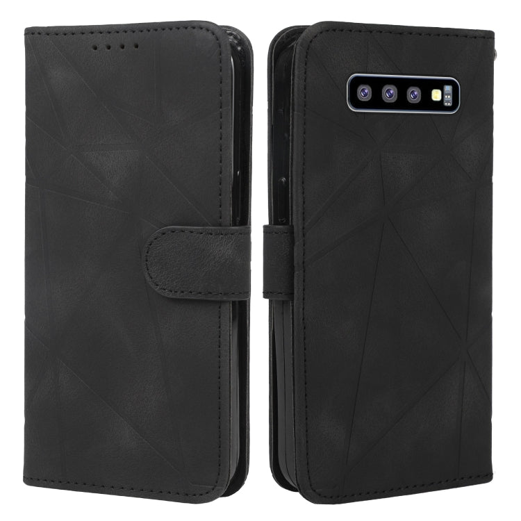 Skin Feel Geometric Lines Leather Phone Case, For Samsung Galaxy S10