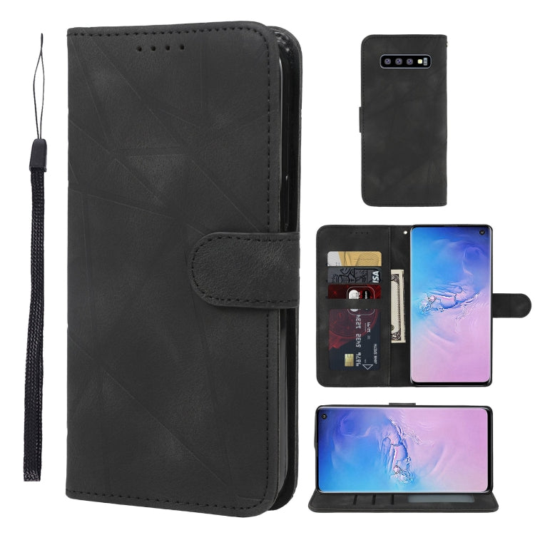 Skin Feel Geometric Lines Leather Phone Case, For Samsung Galaxy S10