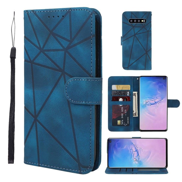 Skin Feel Geometric Lines Leather Phone Case, For Samsung Galaxy S10