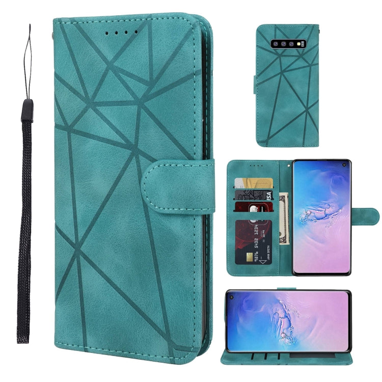 Skin Feel Geometric Lines Leather Phone Case, For Samsung Galaxy S10