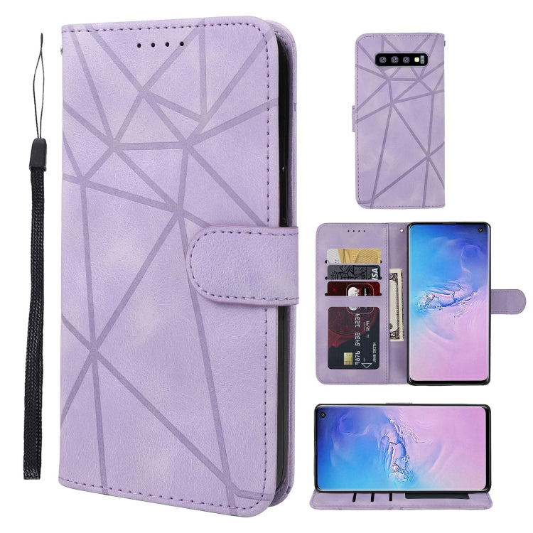 Skin Feel Geometric Lines Leather Phone Case, For Samsung Galaxy S10