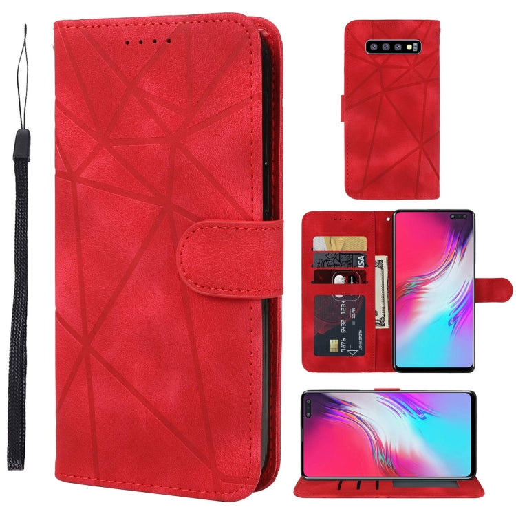 Skin Feel Geometric Lines Leather Phone Case, For Samsung Galaxy Note10, For Samsung Galaxy Note10+, For Samsung Galaxy S10 5G, For Samsung Galaxy A50, For Samsung Galaxy S10+