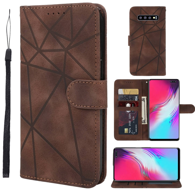 Skin Feel Geometric Lines Leather Phone Case, For Samsung Galaxy Note10, For Samsung Galaxy Note10+, For Samsung Galaxy S10 5G, For Samsung Galaxy A50, For Samsung Galaxy S10+