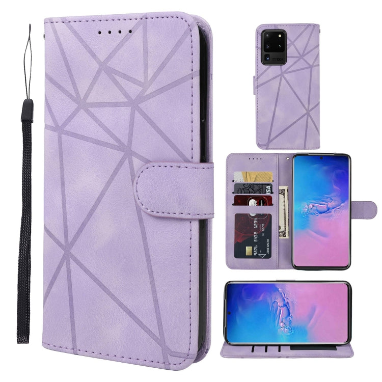 Skin Feel Geometric Lines Leather Phone Case, For Samsung Galaxy S20 Ultra, For Samsung Galaxy S20, For Samsung Galaxy S20+, For Samsung Galaxy S10 Lite, For Samsung Galaxy Note10 Lite