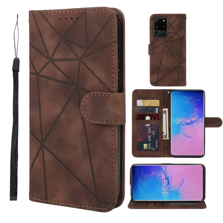 Skin Feel Geometric Lines Leather Phone Case, For Samsung Galaxy S20 Ultra, For Samsung Galaxy S20, For Samsung Galaxy S20+, For Samsung Galaxy S10 Lite, For Samsung Galaxy Note10 Lite