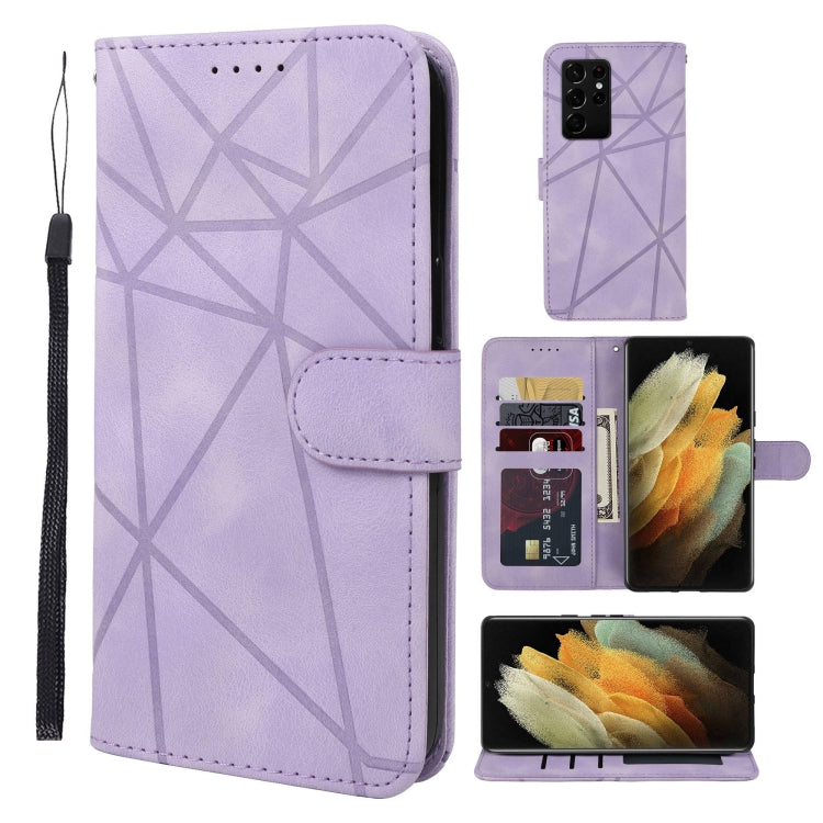 Skin Feel Geometric Lines Leather Phone Case, For Samsung Galaxy S21+ 5G, For Samsung Galaxy S21 Ultra 5G, For Samsung Galaxy A02s US, For Samsung Galaxy A42 5G
