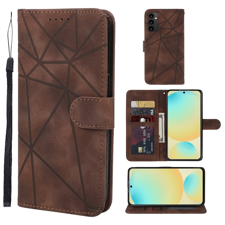 Skin Feel Geometric Lines Leather Phone Case, For Samsung Galaxy S24 / S25 5G, For Samsung Galaxy S24+ / S25+ 5G, For Samsung Galaxy S24 FE 5G, For Samsung Galaxy A15, For Samsung Galaxy A55 5G