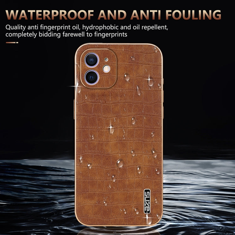 AZNS Electroplated Frame Crocodile Texture Full Coverage Phone Case