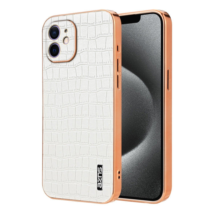 AZNS Electroplated Frame Crocodile Texture Full Coverage Phone Case, For iPhone 11 Pro Max, For iPhone 11, For iPhone 11 Pro