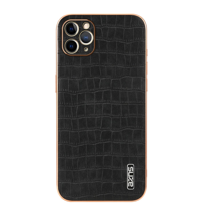 AZNS Electroplated Frame Crocodile Texture Full Coverage Phone Case, For iPhone 11 Pro Max, For iPhone 11, For iPhone 11 Pro