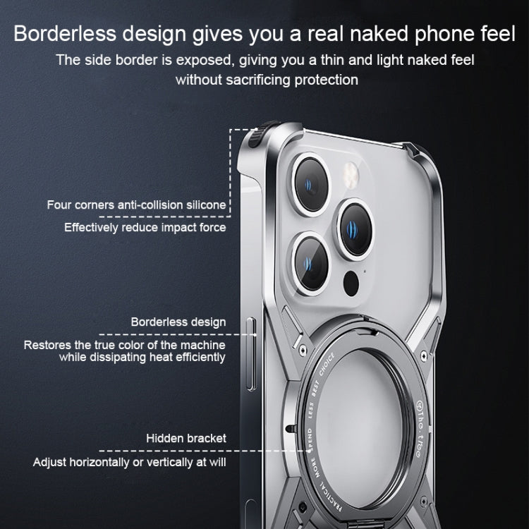 Aluminum Alloy Frameless 360-Degree Rotating Phone Case, For iPhone 16 Pro Max, For iPhone 16 Pro, For iPhone 16, For iPhone 15 Pro Max, For iPhone 13 Pro / 14 Pro / 15 Pro, For iPhone 13 / 14 / 15, For iPhone 13 Pro Max / 14 Pro Max