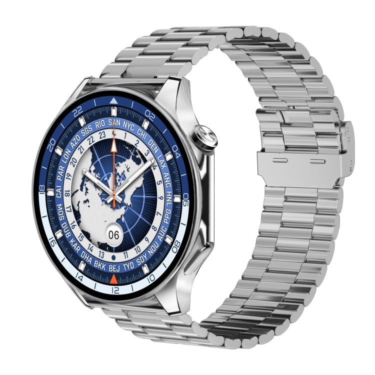 HD Watch X 1.43 inch IP68 BT5.3 Sport Smart Watch, Support Bluetooth Call / Sleep / Blood Oxygen / Heart Rate / Blood Pressure Health Monitor, Black Steel + Black Silicone Strap, Black Leather + Black Silicone Strap, Silver Steel + Blue Silicone Strap�...
