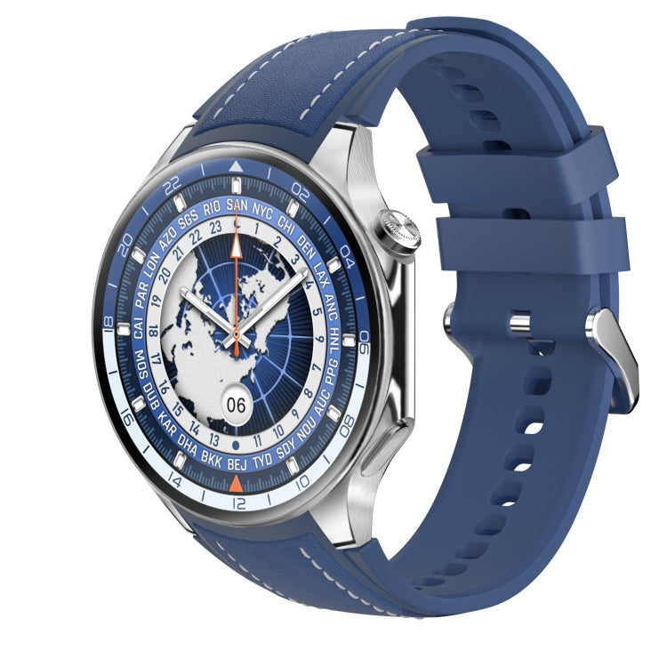 HD Watch X 1.43 inch IP68 BT5.3 Sport Smart Watch, Support Bluetooth Call / Sleep / Blood Oxygen / Heart Rate / Blood Pressure Health Monitor, Black Steel + Black Silicone Strap, Black Leather + Black Silicone Strap, Silver Steel + Blue Silicone Strap�...