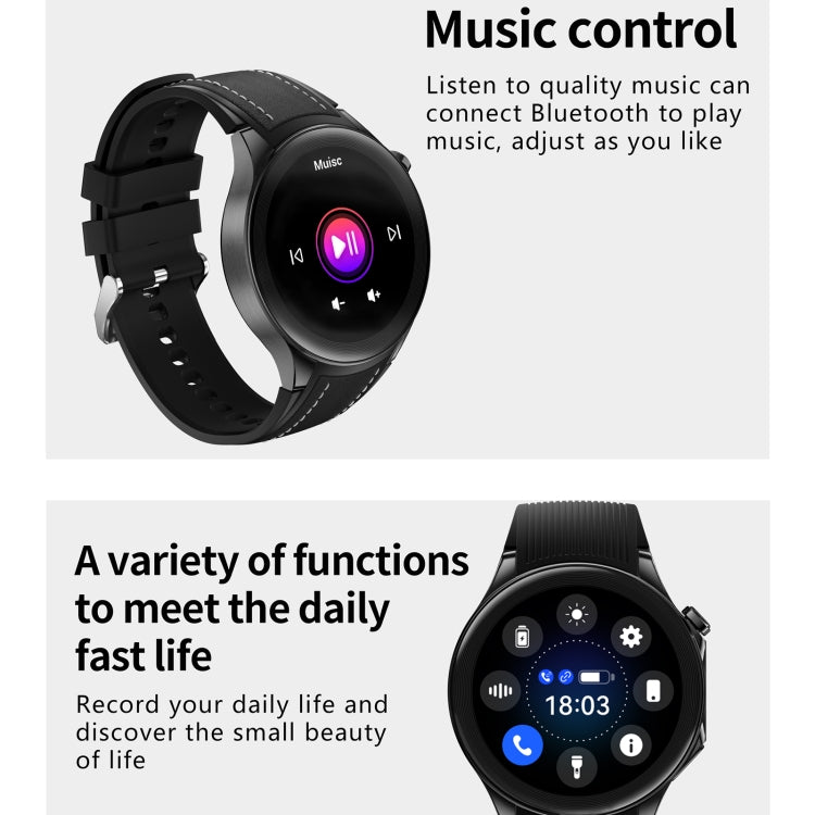 HD Watch X 1.43 inch IP68 BT5.3 Sport Smart Watch, Support Bluetooth Call / Sleep / Blood Oxygen / Heart Rate / Blood Pressure Health Monitor, Black Steel + Black Silicone Strap, Black Leather + Black Silicone Strap, Silver Steel + Blue Silicone Strap�...