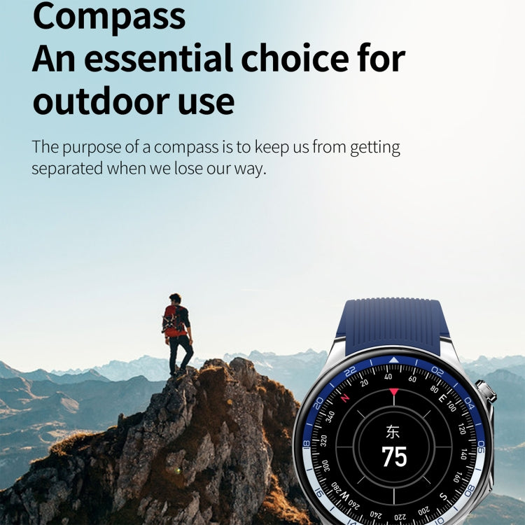 HD Watch X 1.43 inch IP68 BT5.3 Sport Smart Watch, Support Bluetooth Call / Sleep / Blood Oxygen / Heart Rate / Blood Pressure Health Monitor, Black Steel + Black Silicone Strap, Black Leather + Black Silicone Strap, Silver Steel + Blue Silicone Strap�...