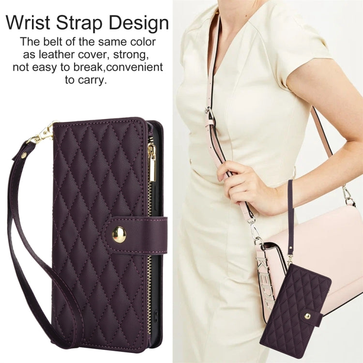 YM016 Rhombic Zipper Card Wallet Leather Phone Case with Lanyard, For iPhone 13 Pro, For iPhone 13, For iPhone 13 mini