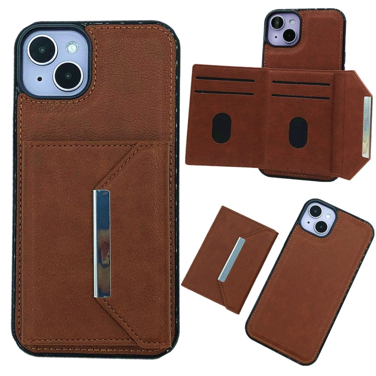 Solid Color Metal Buckle Card Slots Bag Phone Case