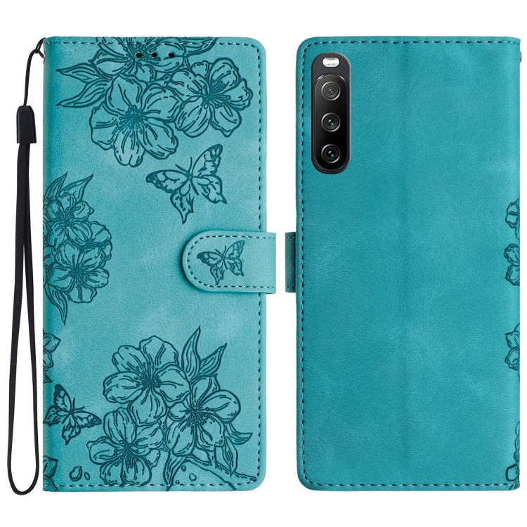 Cherry Blossom Butterfly Skin Feel Embossed PU Phone Case, For Sony Xperia 10 VI, For Sony Xperia 1 VI, For Sony Xperia 1 V, For Sony Xperia 10 V