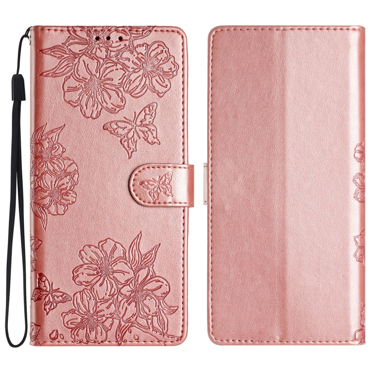 Cherry Blossom Butterfly Skin Feel Embossed PU Phone Case, For Sony Xperia 10 VI, For Sony Xperia 1 VI, For Sony Xperia 1 V, For Sony Xperia 10 V